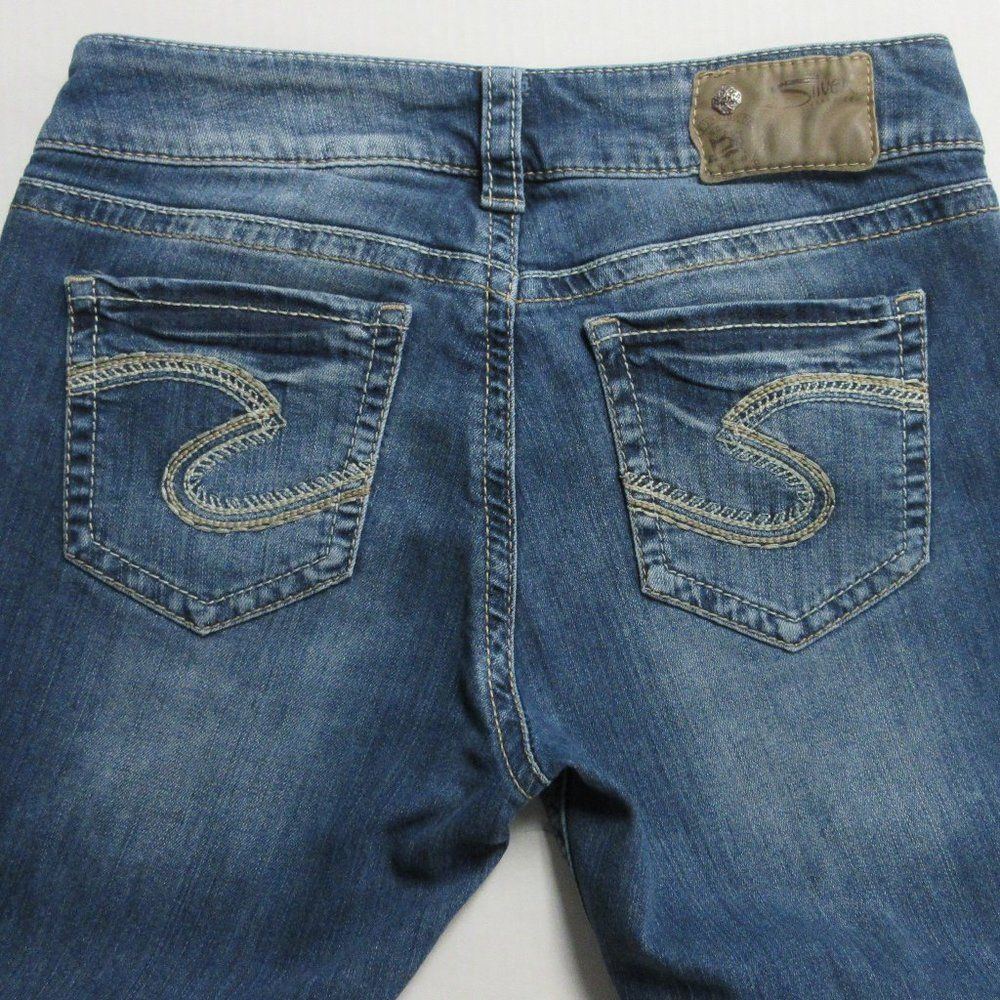 SILVER JEANS Suki Mid CAPRI Skimmer Sz 29x22.5  30x23.5 Bermuda Crop Denim Jeans - Picture 3 of 12